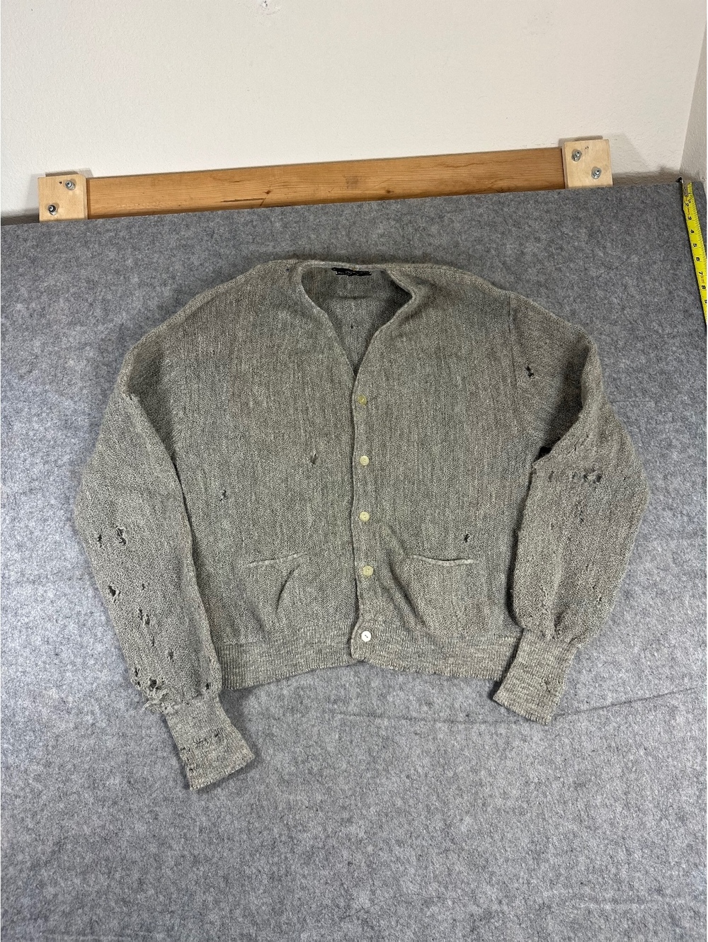 Vintage 70s Jockey Alpaca Wool gray cardigan sweater Size XL